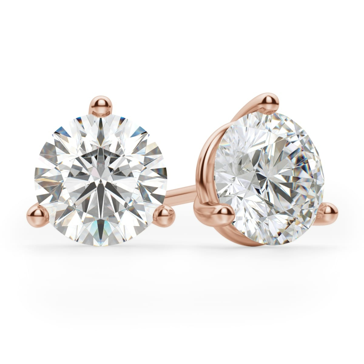 Okrągłe Kolczyki Sztyfty 3.50 Karata Tension Back Martini Set Diament Laboratoryjny 585 Różowe Złoto (14K)