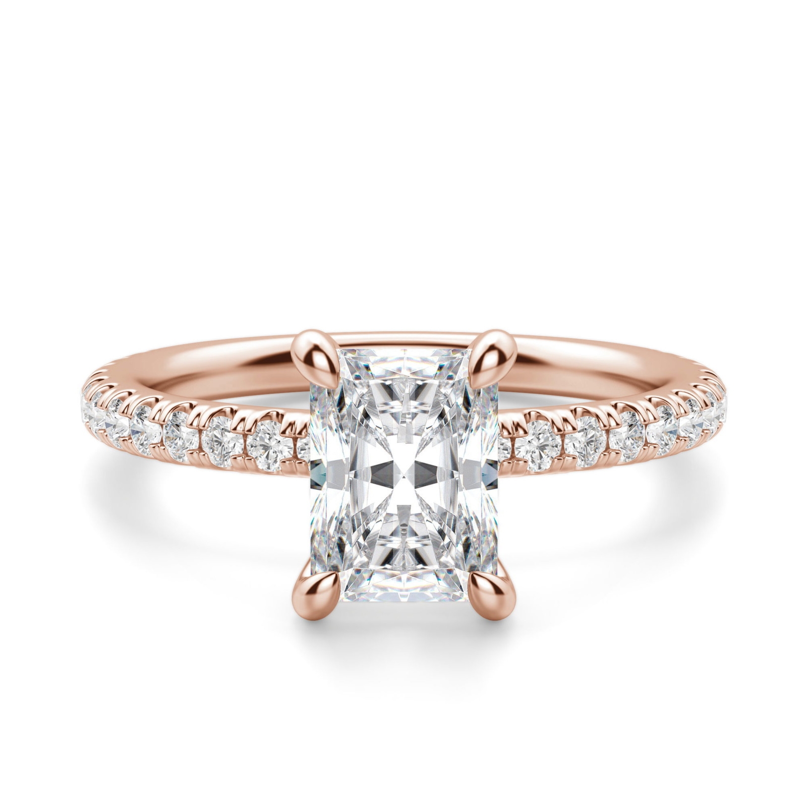 Arezzo Accented Radiant 0.75 krt Pierścionek Zaręczynowy Diament Laboratoryjny 585 Różowe Złoto (14K)