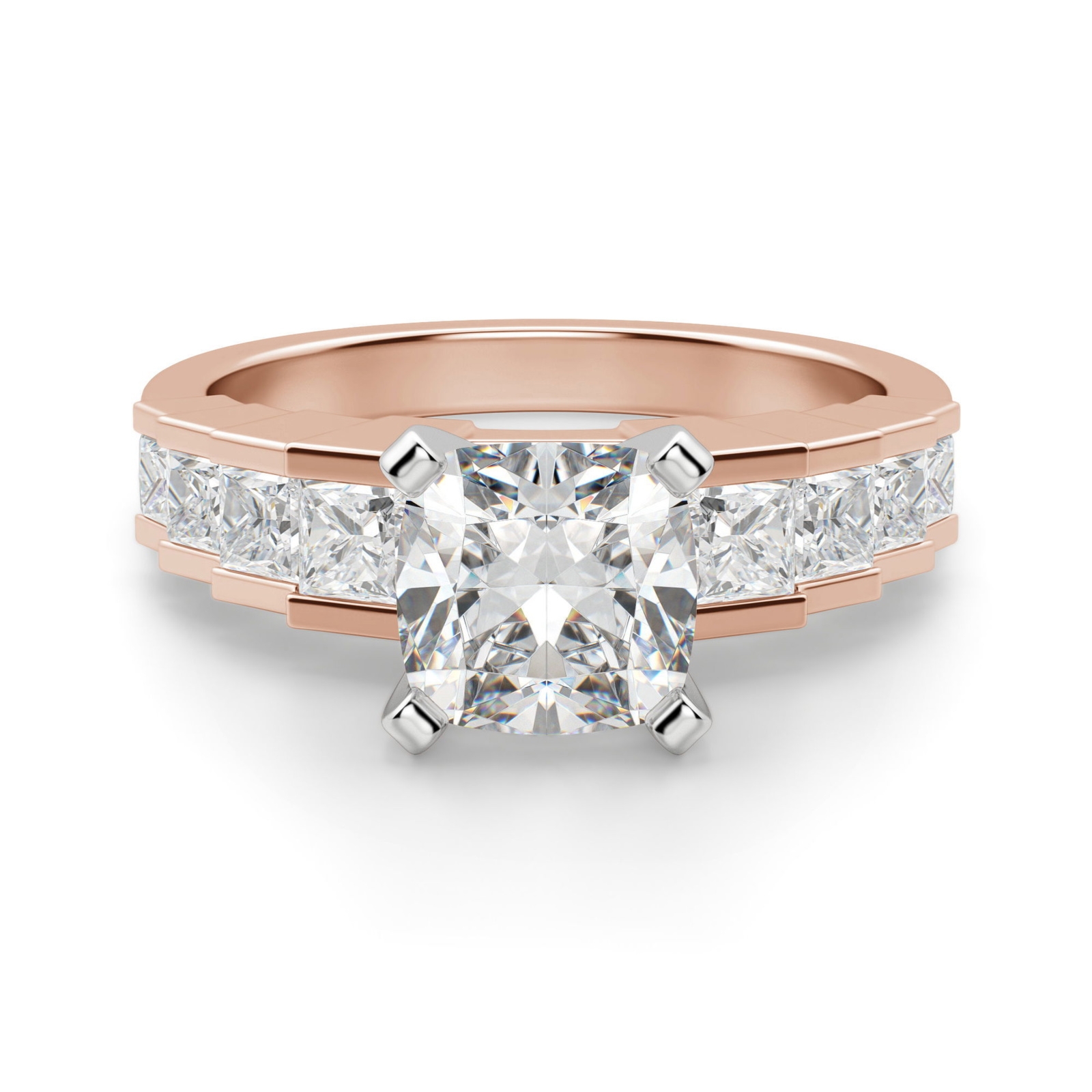 Cinderella Staircase Poduszkowy 2.00 krt Pierścionek Zaręczynowy Diament Laboratoryjny 585 Różowe Złoto (14K)