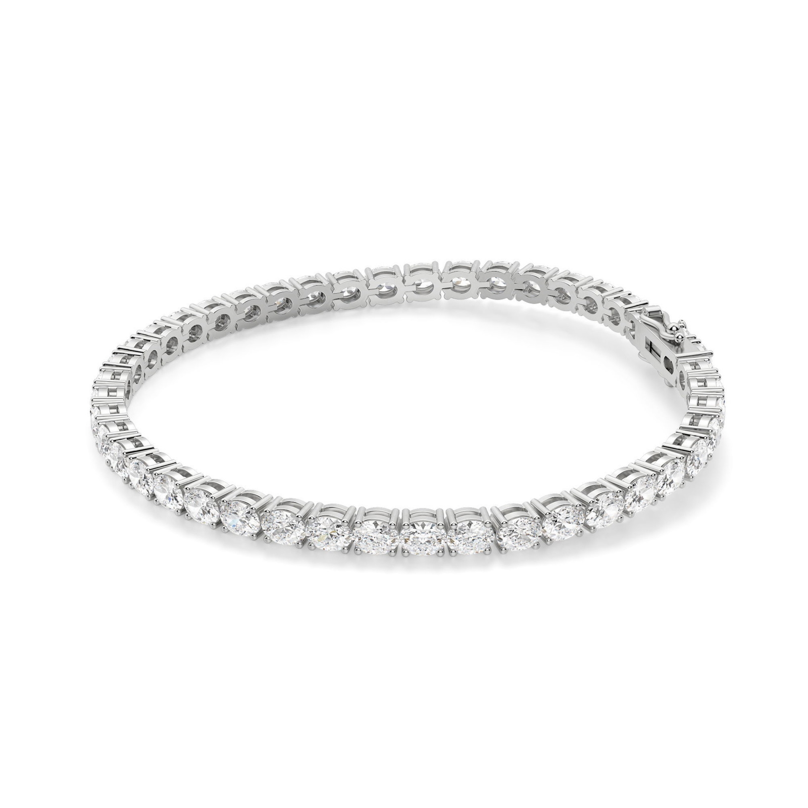 4 Prong Owalna Tenisowa Bransoletka s Laboratoryjnym Diamentem 8,00 krt z białego złota pr. 14K (585)