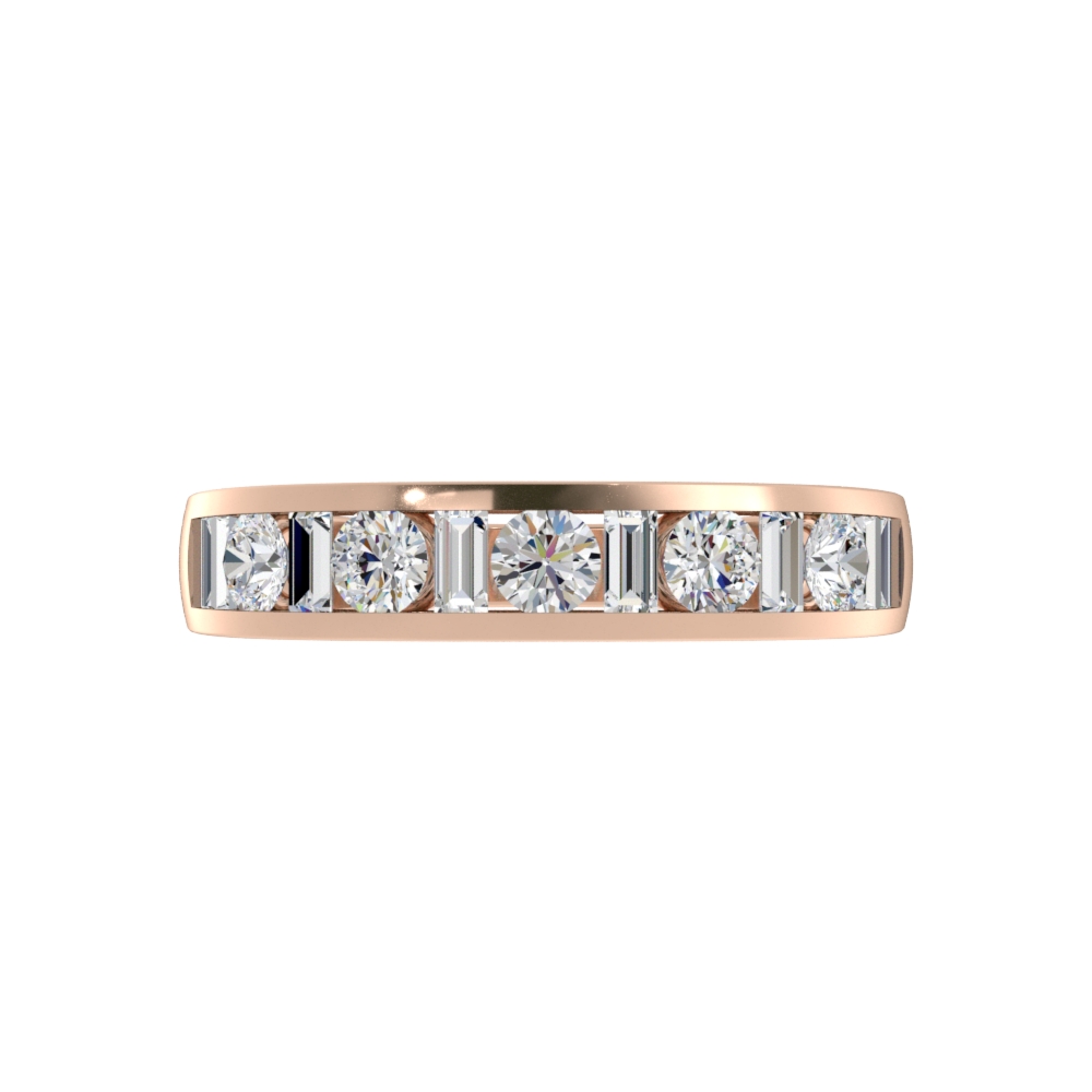 Obrączka Ślubna Channel Princess Diament Naturalny 585 (14K) Różowe Złoto