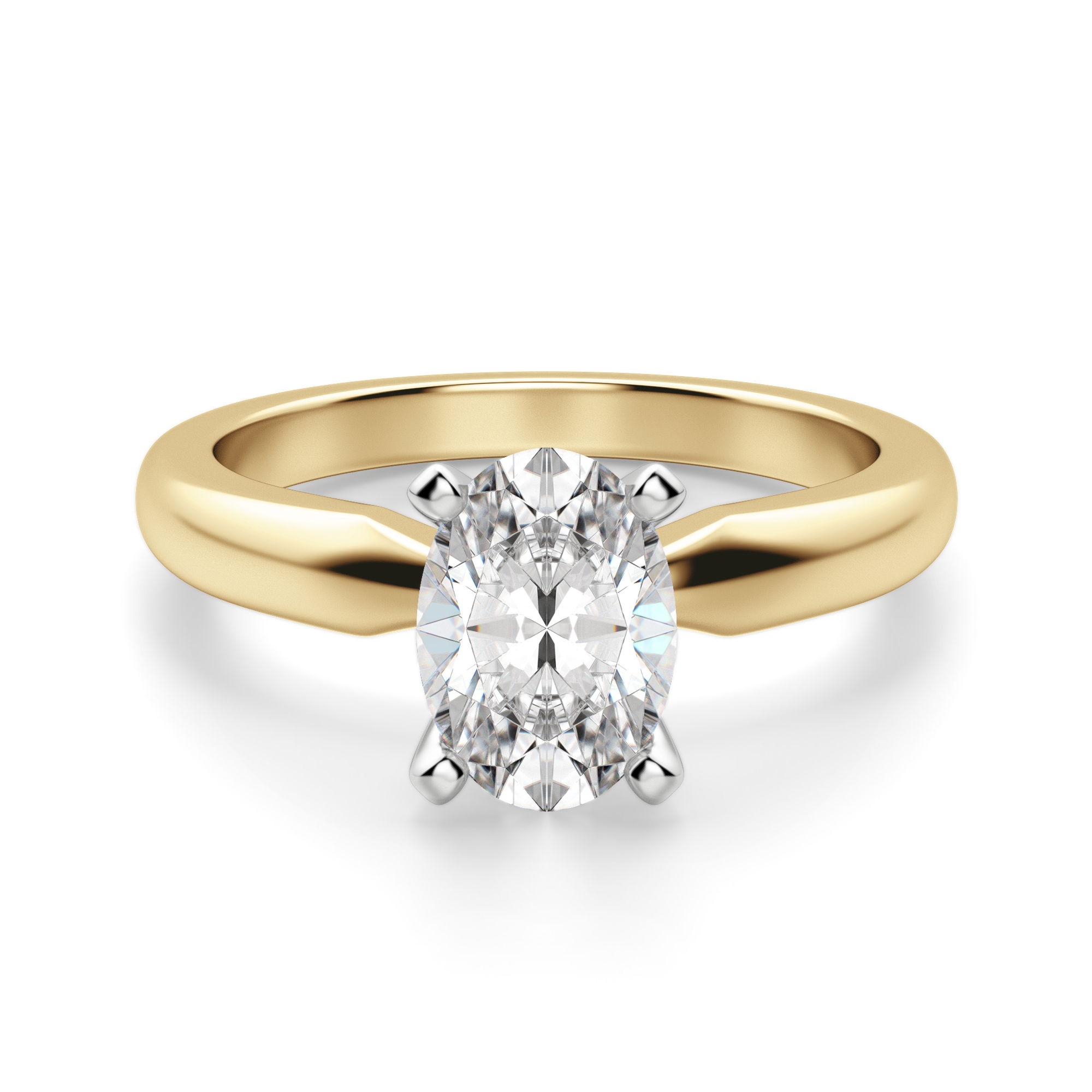 Tapered Solitaire Owalny 1.25 krt Klasyczny Pierścionek Zaręczynowy Diament Laboratoryjny 585 Żółte Złoto (14K)