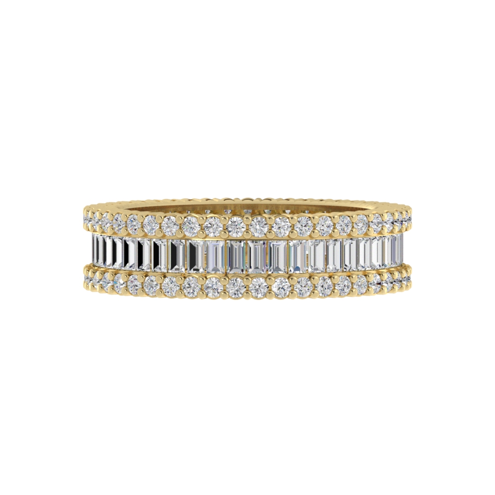 Obrączka Ślubna Mixed Baguette 5.20 MM Diament Naturalny 585 (14K) Żółte Złoto