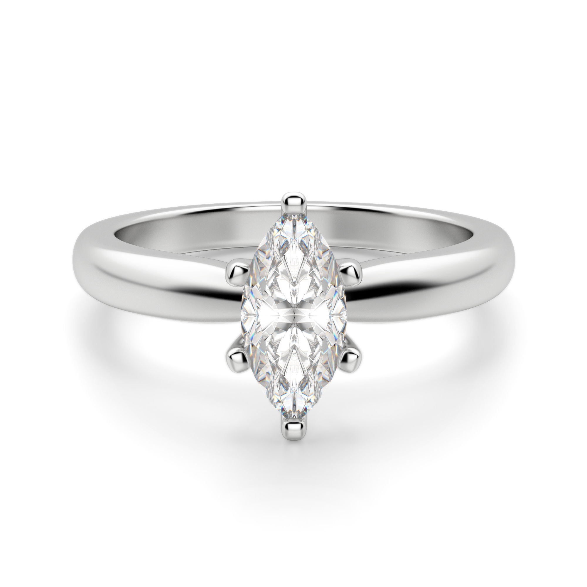 Tapered Solitaire Markizowy 2.50 krt Klasyczny Pierścionek Zaręczynowy Diament Laboratoryjny 585 Białe Złoto (14K)