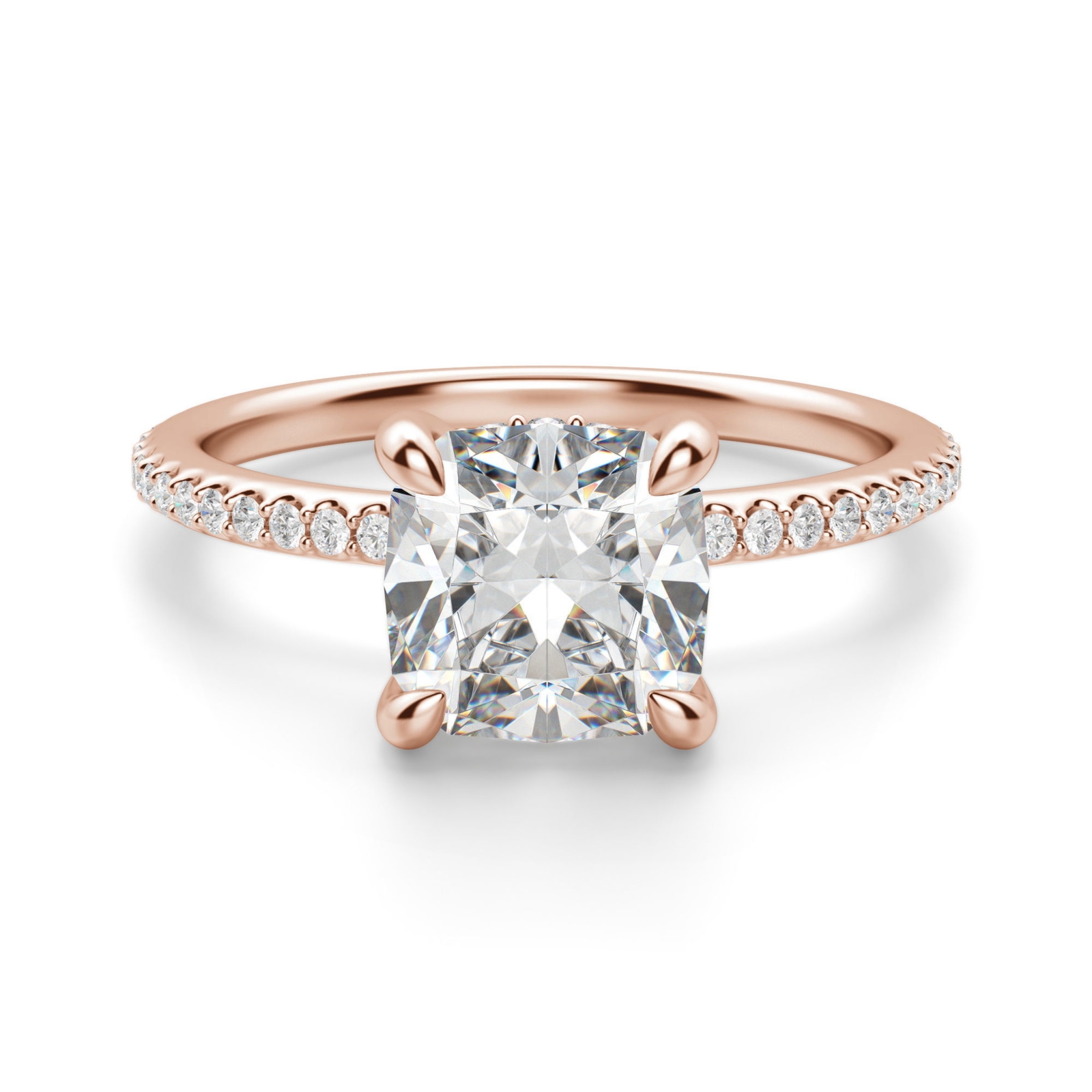 Hidden Halo Accented Poduszkowy 1.25 krt Pierścionek Zaręczynowy Diament Laboratoryjny 585 Różowe Złoto (14K)