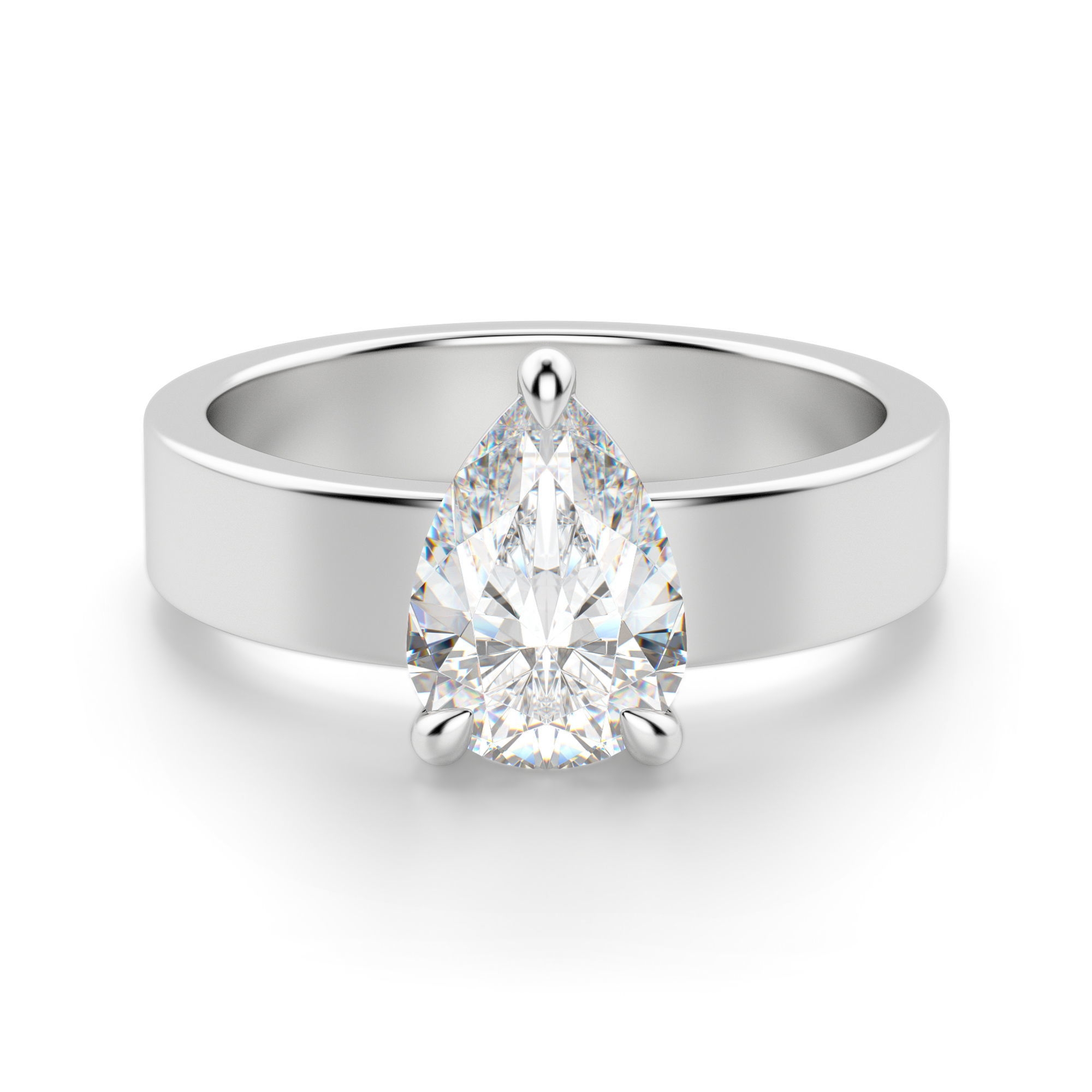 Basket Set Gruszkowy 1.50 krt Masywny Pierścionek Zaręczynowy Diament Laboratoryjny 585 Białe Złoto (14K)