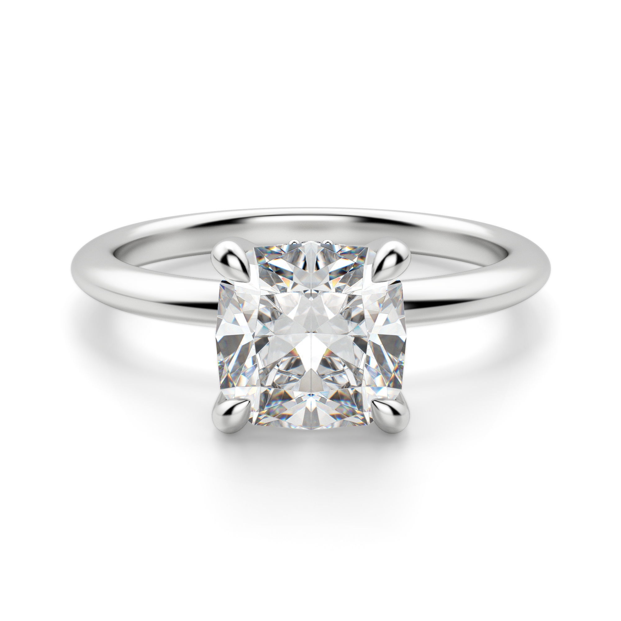 Hidden Halo Klasyczny Poduszkowy 2.50 krt Pierścionek Zaręczynowy Diament Laboratoryjny 950 Platyna