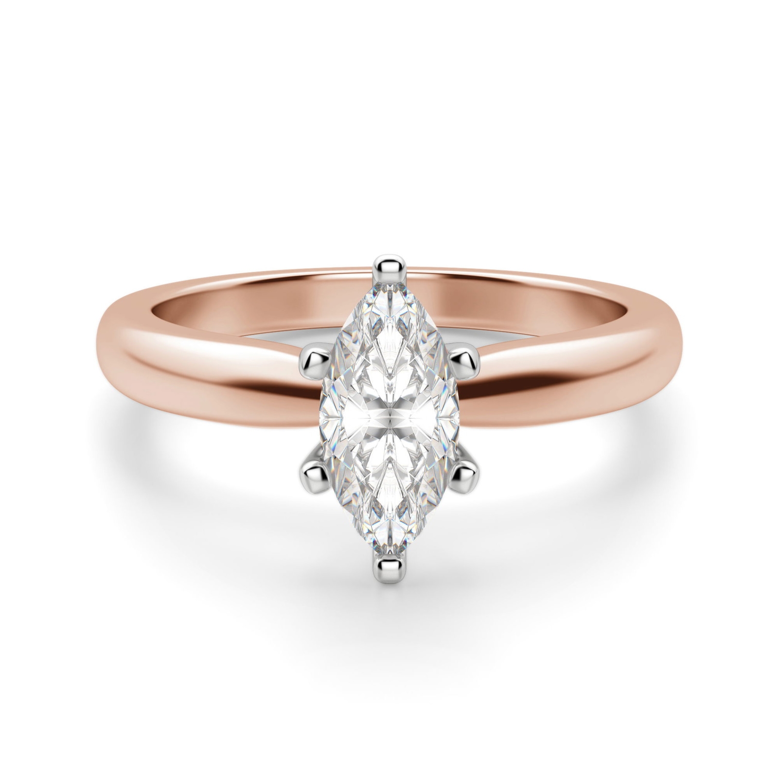 Tapered Solitaire Markizowy 2.50 krt Klasyczny Pierścionek Zaręczynowy Diament Laboratoryjny 585 Różowe Złoto (14K)