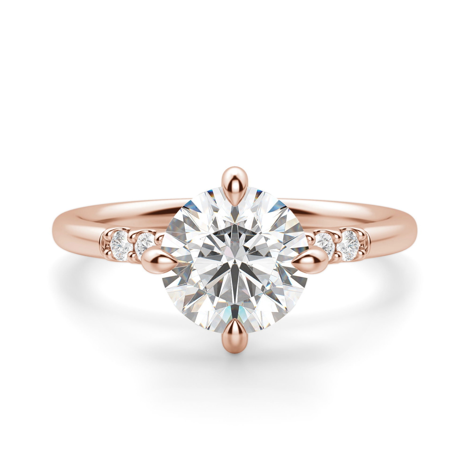 Kite Set Accented Okrągły 0.50 krt Pierścionek Zaręczynowy Diament Laboratoryjny 585 Różowe Złoto (14K)