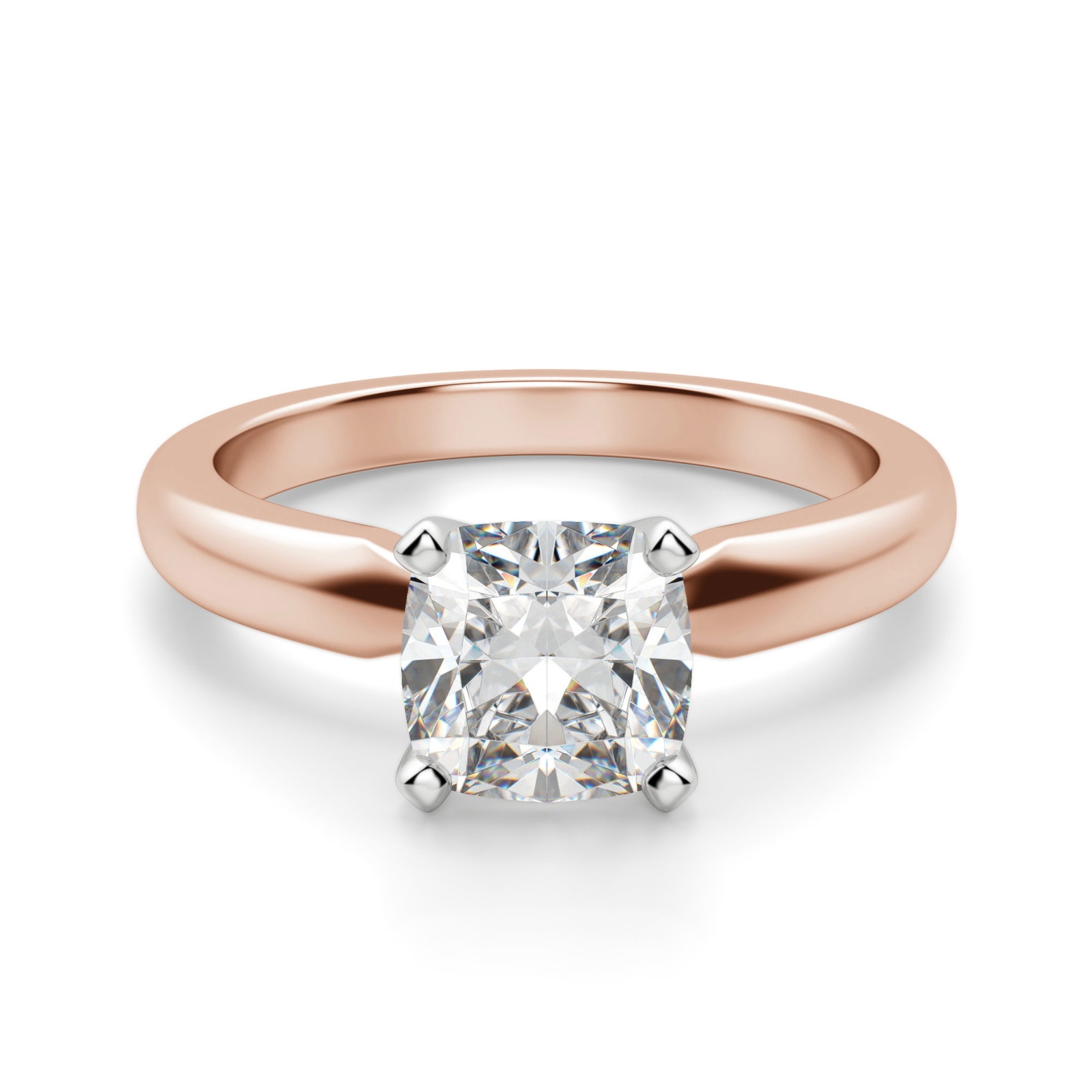 Tapered Solitaire Poduszkowy 1.25 krt Klasyczny Pierścionek Zaręczynowy Diament Laboratoryjny 585 Różowe Złoto (14K)