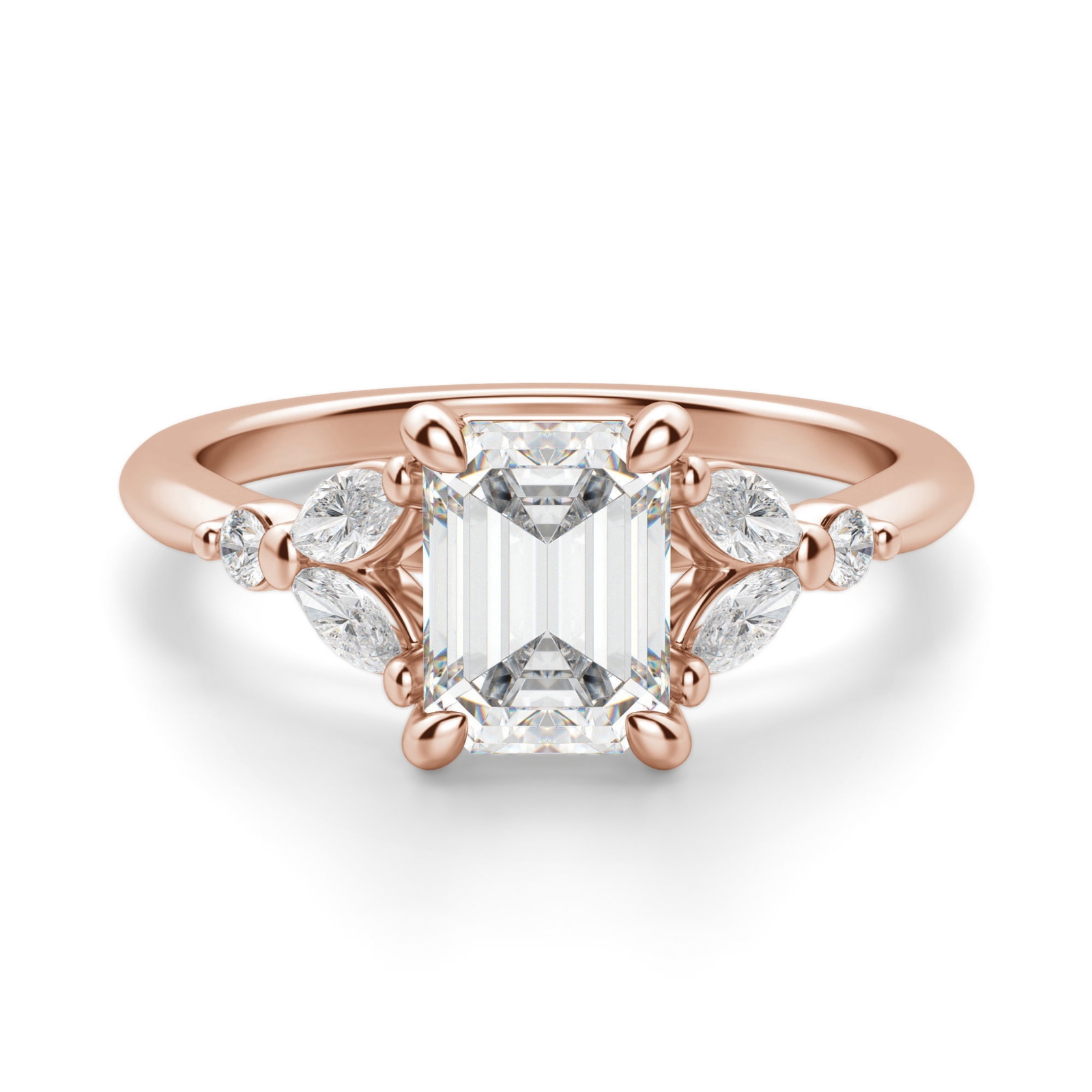 Haven Szmaragdowy 2.50 krt Pierścionek Zaręczynowy Diament Laboratoryjny 585 Różowe Złoto (14K)