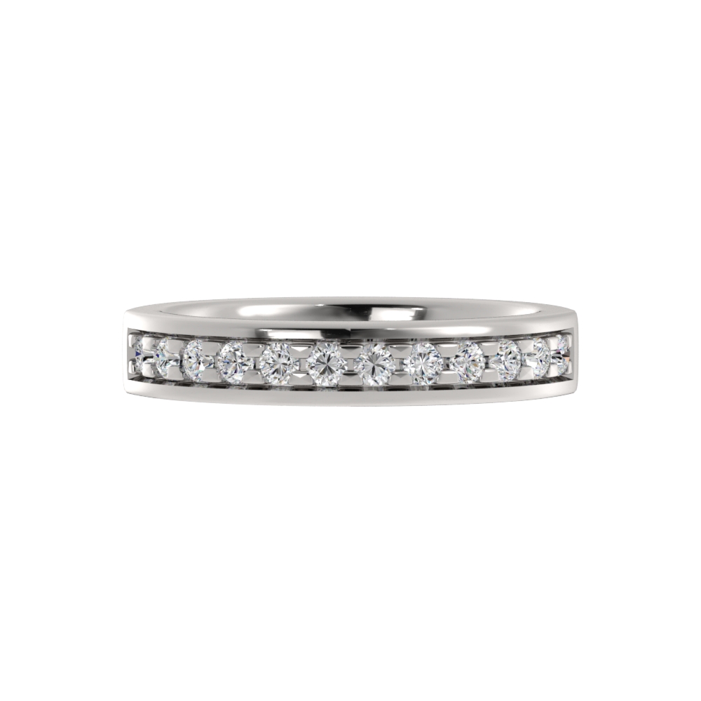 Obrączka Ślubna z Oprawą Kanałową Diament Naturalny 585 (14K) Białe Złoto