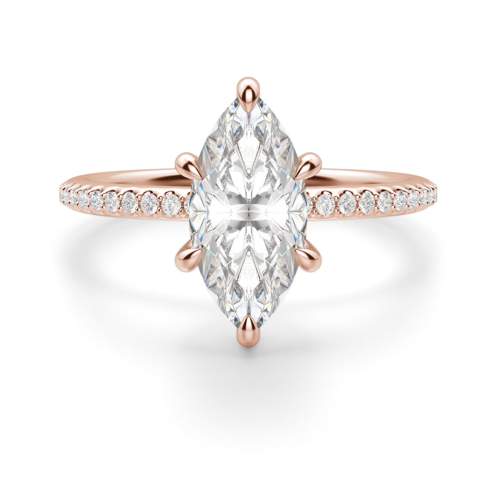 Hidden Halo Accented Markizowy 0.75 krt Pierścionek Zaręczynowy Diament Laboratoryjny 585 Różowe Złoto (14K)