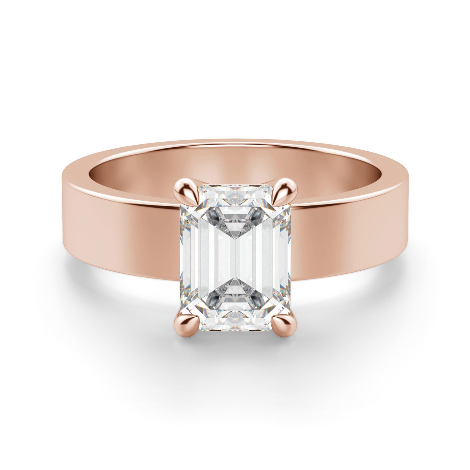 Basket Set Szmaragdowy 1.50 krt Masywny Pierścionek Zaręczynowy Diament Laboratoryjny 585 Różowe Złoto (14K)