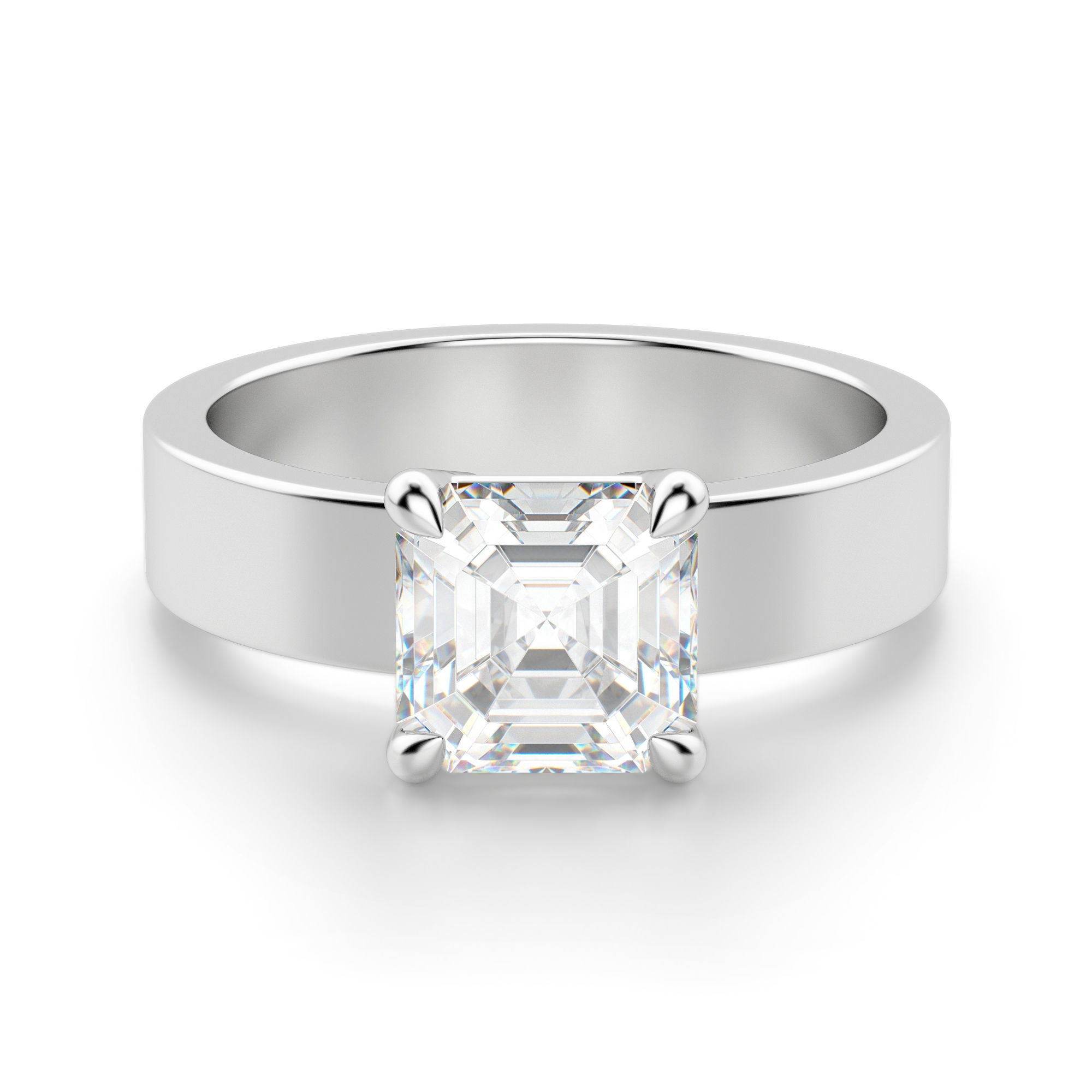 Basket Set Asscher 1.25 krt Masywny Pierścionek Zaręczynowy Diament Laboratoryjny 585 Białe Złoto (14K)