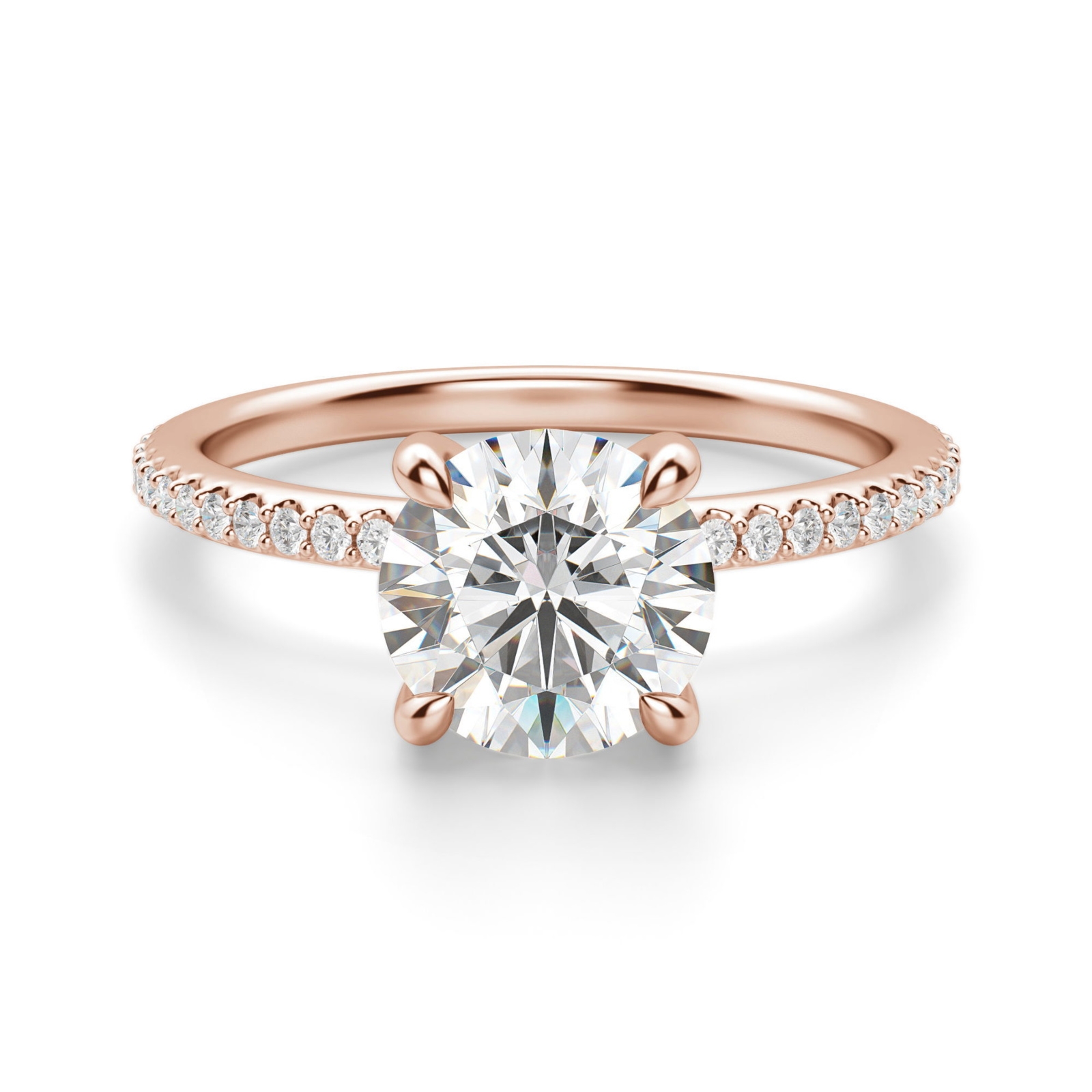 Hidden Halo Accented Okrągły 1.75 krt Pierścionek Zaręczynowy Diament Laboratoryjny 585 Różowe Złoto (14K)