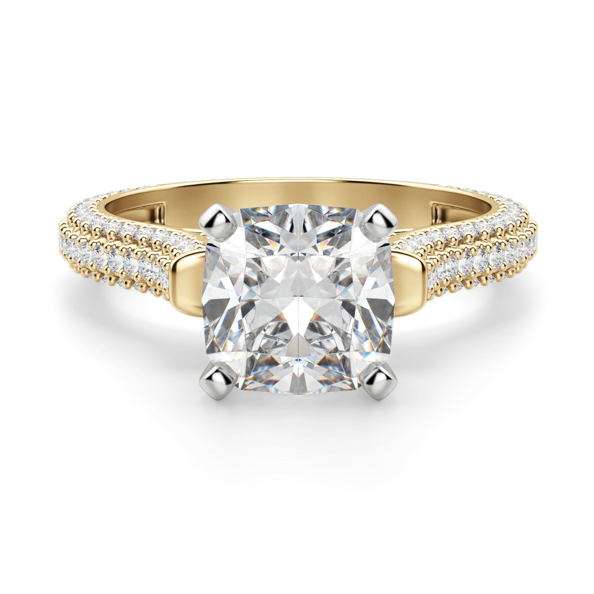 Seine Poduszkowy 1.75 krt Pierścionek Zaręczynowy Diament Laboratoryjny 585 Żółte Złoto (14K)