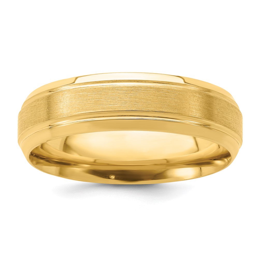 Gold Stripe Szczotkowana Obrączka Ślubna Grooved Comfort Fit 6 mm 585 Żółte Złoto (14K)