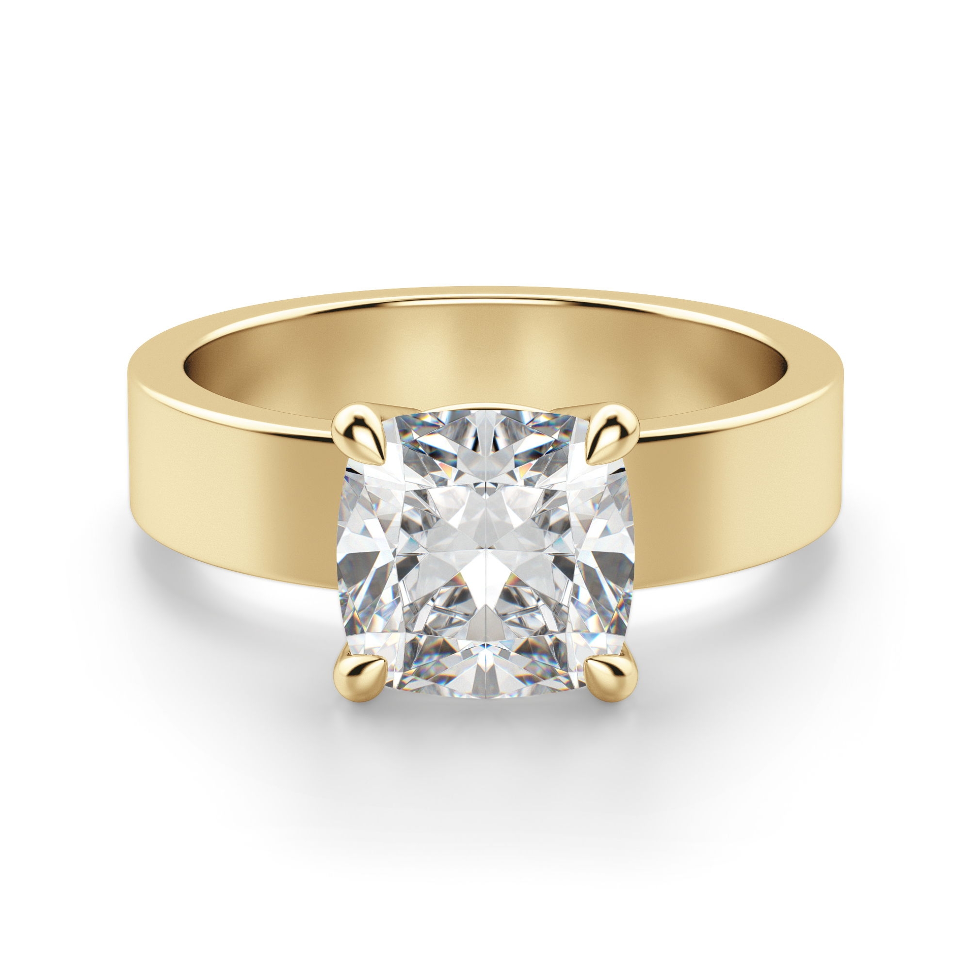 Basket Set Poduszkowy 0.75 krt Masywny Pierścionek Zaręczynowy Diament Laboratoryjny 585 Żółte Złoto (14K)