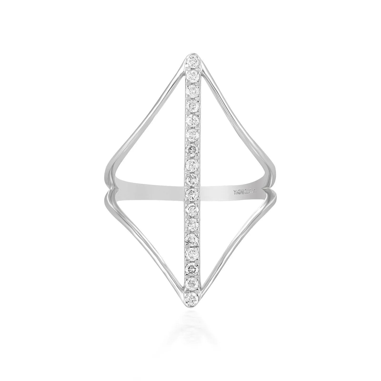 Pierścionek Open V z Białego Złota Diament Laboratoryjny
