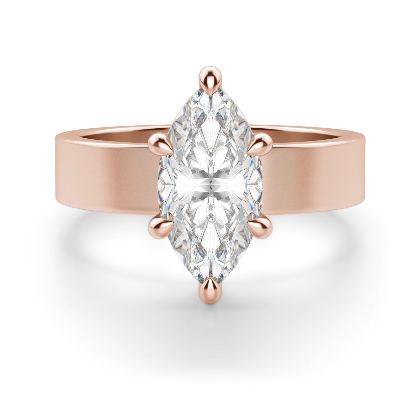 Basket Set Markizowy 1.25 krt Masywny Pierścionek Zaręczynowy Diament Laboratoryjny 585 Różowe Złoto (14K)