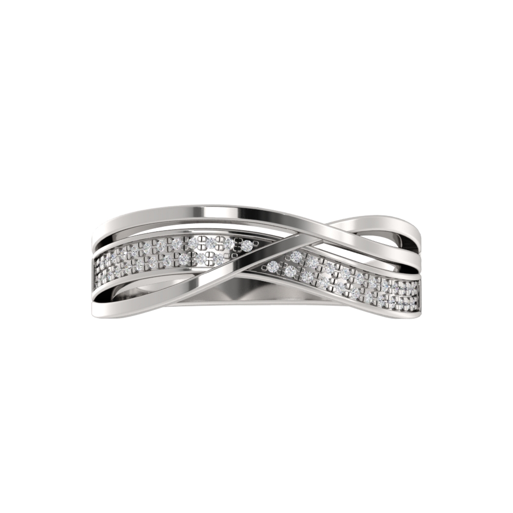 Obrączka Ślubna Pavé Elegant 1.50 MM Diament Naturalny 585 (14K) Białe Złoto