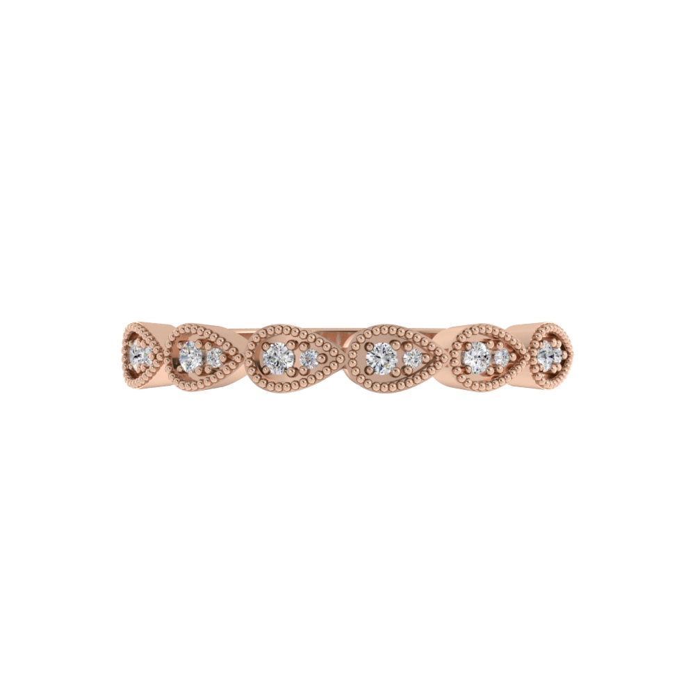 Obrączka Ślubna Rose Pavé Milgrain 1.50 MM Diament Naturalny 585 (14K) Różowe Złoto