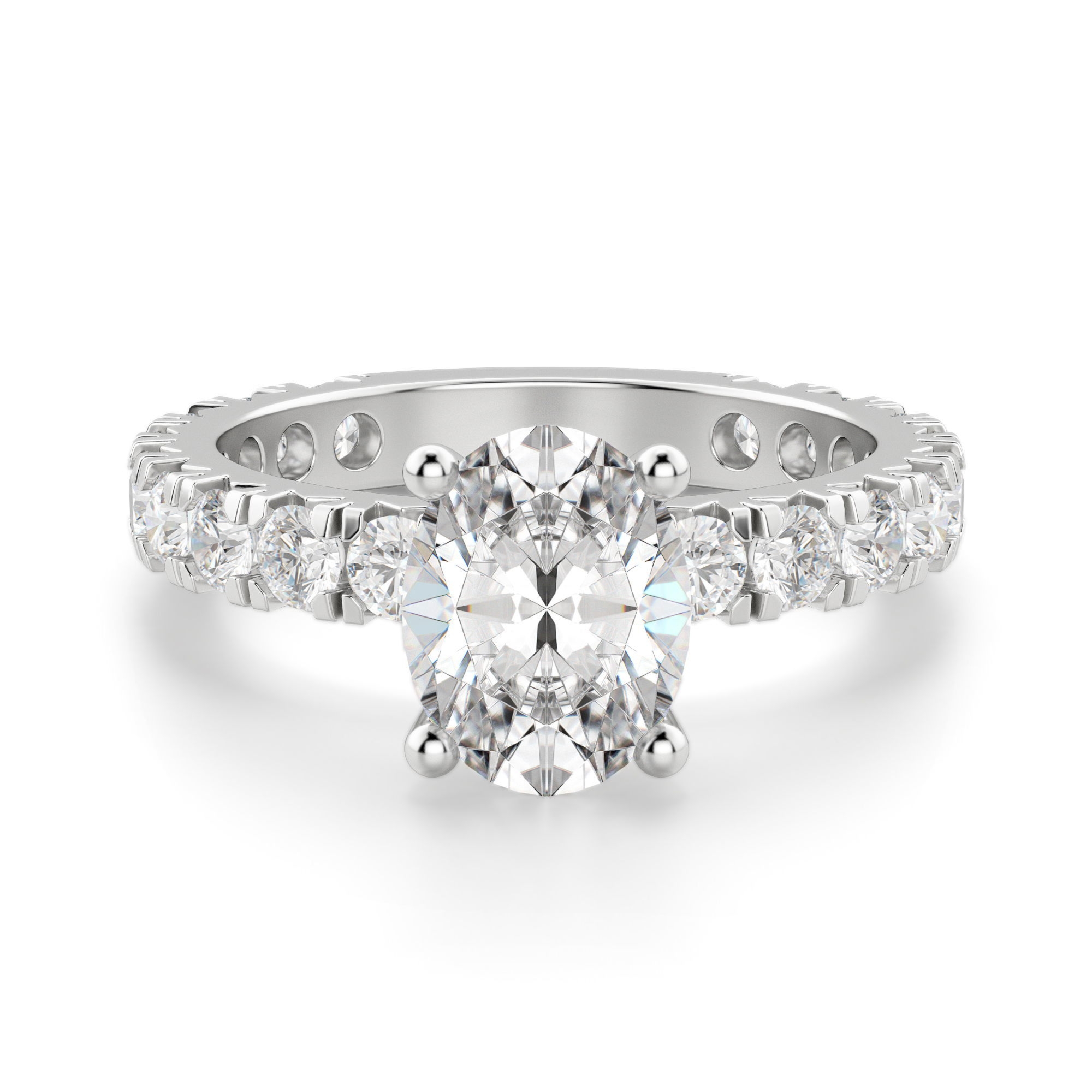 Gwyneth Owalny 1.50 krt Pierścionek Zaręczynowy Diament Laboratoryjny 585 Białe Złoto (14K)