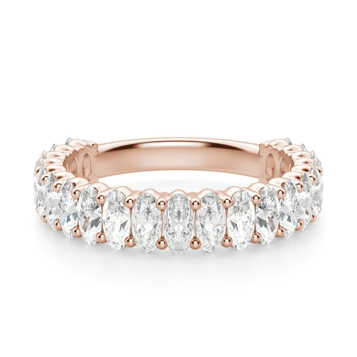 Obrączka Ślubna Half Eternity z Owalnymi Kamieniami 4x3 mm Laboratoryjny Diament 750 Różowe Złoto (18K)