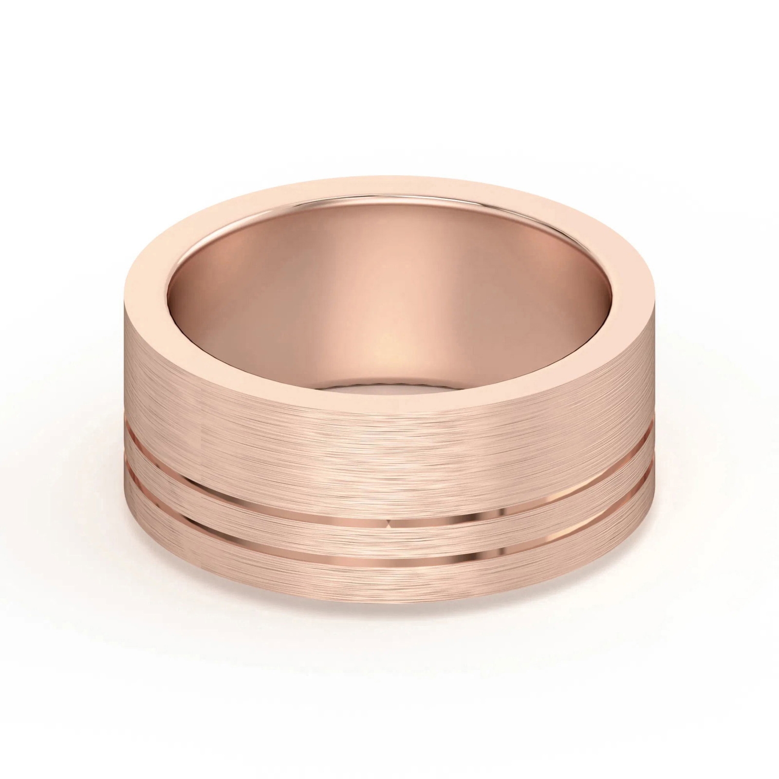 Double Lined Flat Obrączka Ślubna 585 Różowe Złoto (14K) 8 MM