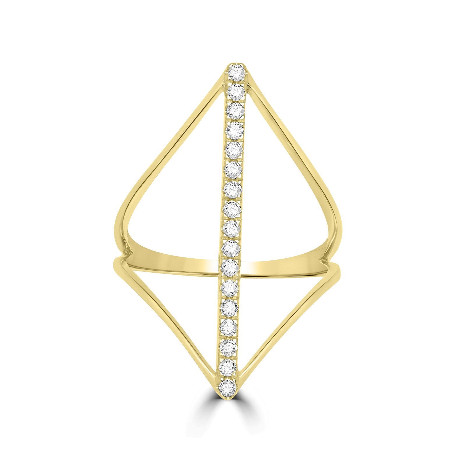 Pierścionek Open V z Żółtego Złota Diament Naturalny