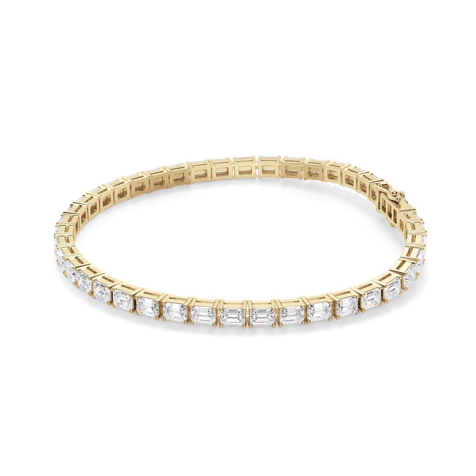 4 Prong Szmaragdowa Tenisowa Bransoletka s Laboratoryjnym Diamentem 8.00 krt z żółtego złota pr. 14K (585)