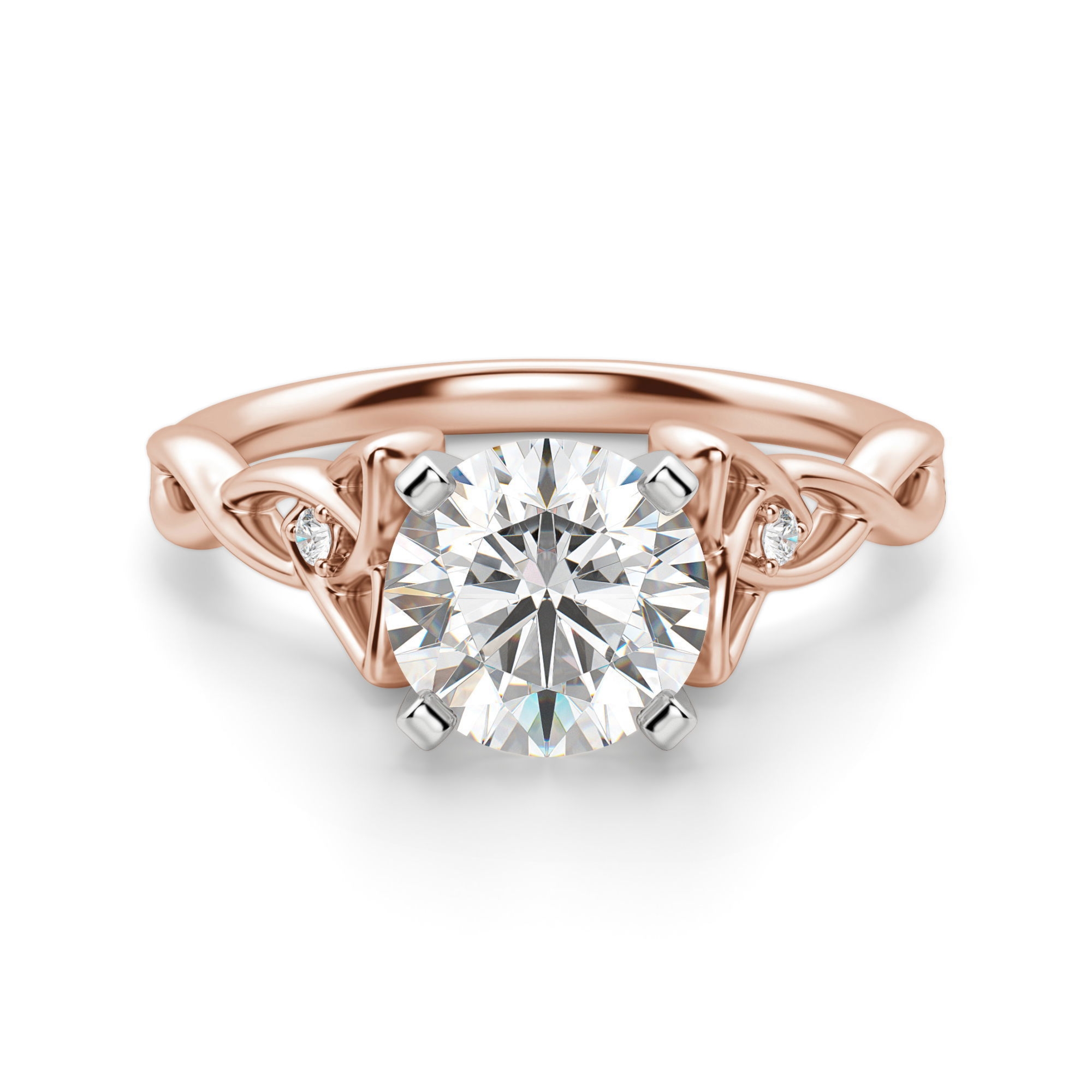 Celtic Knot Okrągły 1.00 krt Pierścionek Zaręczynowy Diament Laboratoryjny 585 Różowe Złoto (14K)