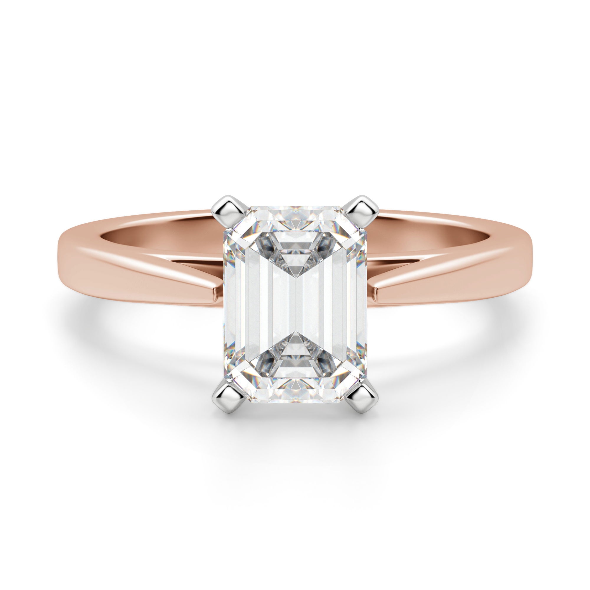 Cathedral Szmaragdowy 1.25 krt Pierścionek Zaręczynowy Diament Laboratoryjny 585 Różowe Złoto (14K)