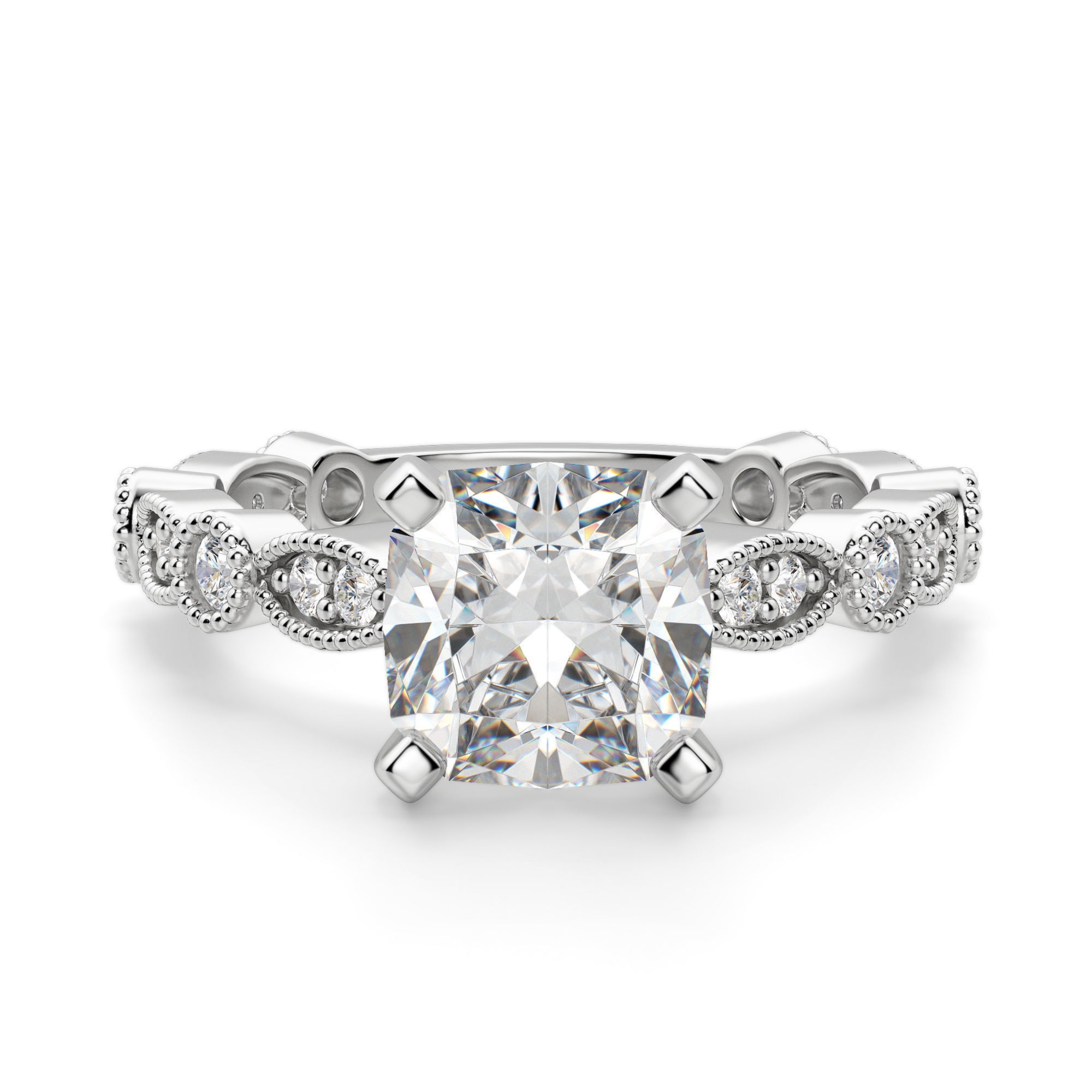 Infinite Love Poduszkowy 3.00 krt Pierścionek Zaręczynowy Diament Laboratoryjny 585 Białe Złoto (14K)