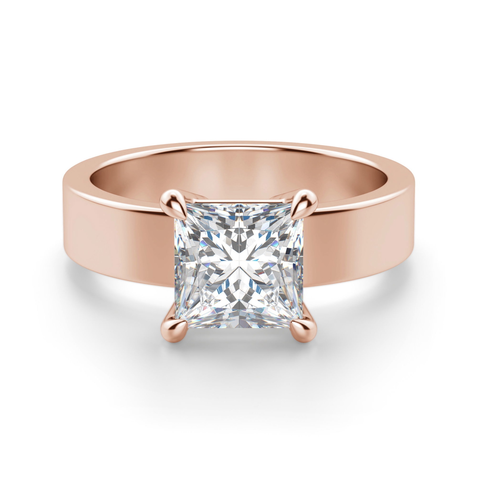 Basket Set Księżniczka 0.75 krt Masywny Pierścionek Zaręczynowy Diament Laboratoryjny 585 Różowe Złoto (14K)