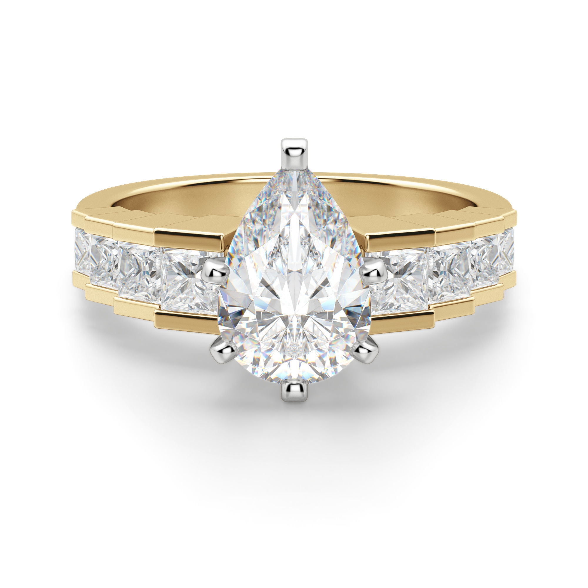 Cinderella Staircase Gruszkowy 0.50 krt Pierścionek Zaręczynowy Diament Laboratoryjny 585 Żółte Złoto (14K)