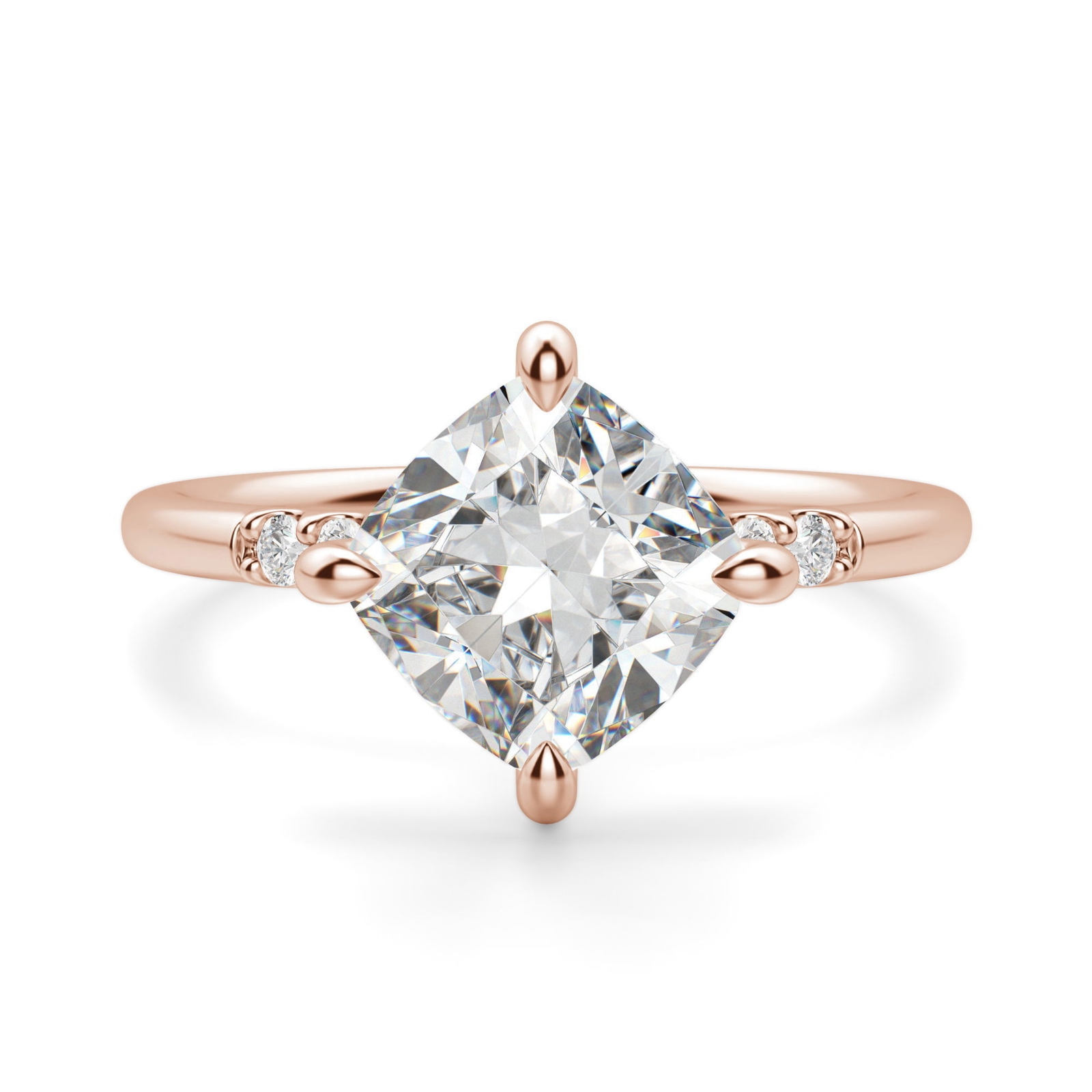 Kite Set Accented Poduszkowy 1.00 krt Pierścionek Zaręczynowy Diament Laboratoryjny 585 Różowe Złoto (14K)
