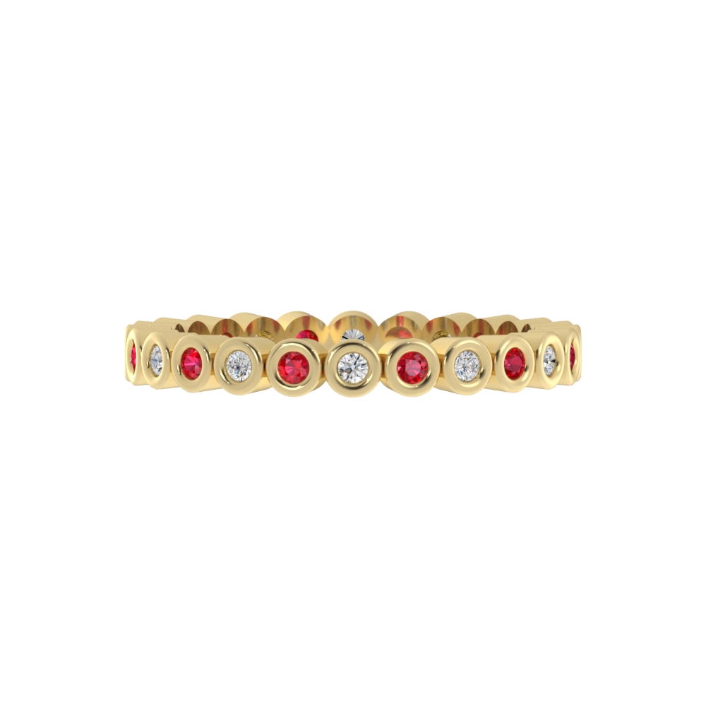 Obrączka Ślubna Timeless Diament & Rubin Naturalny 417 (10K) Żółte Złoto