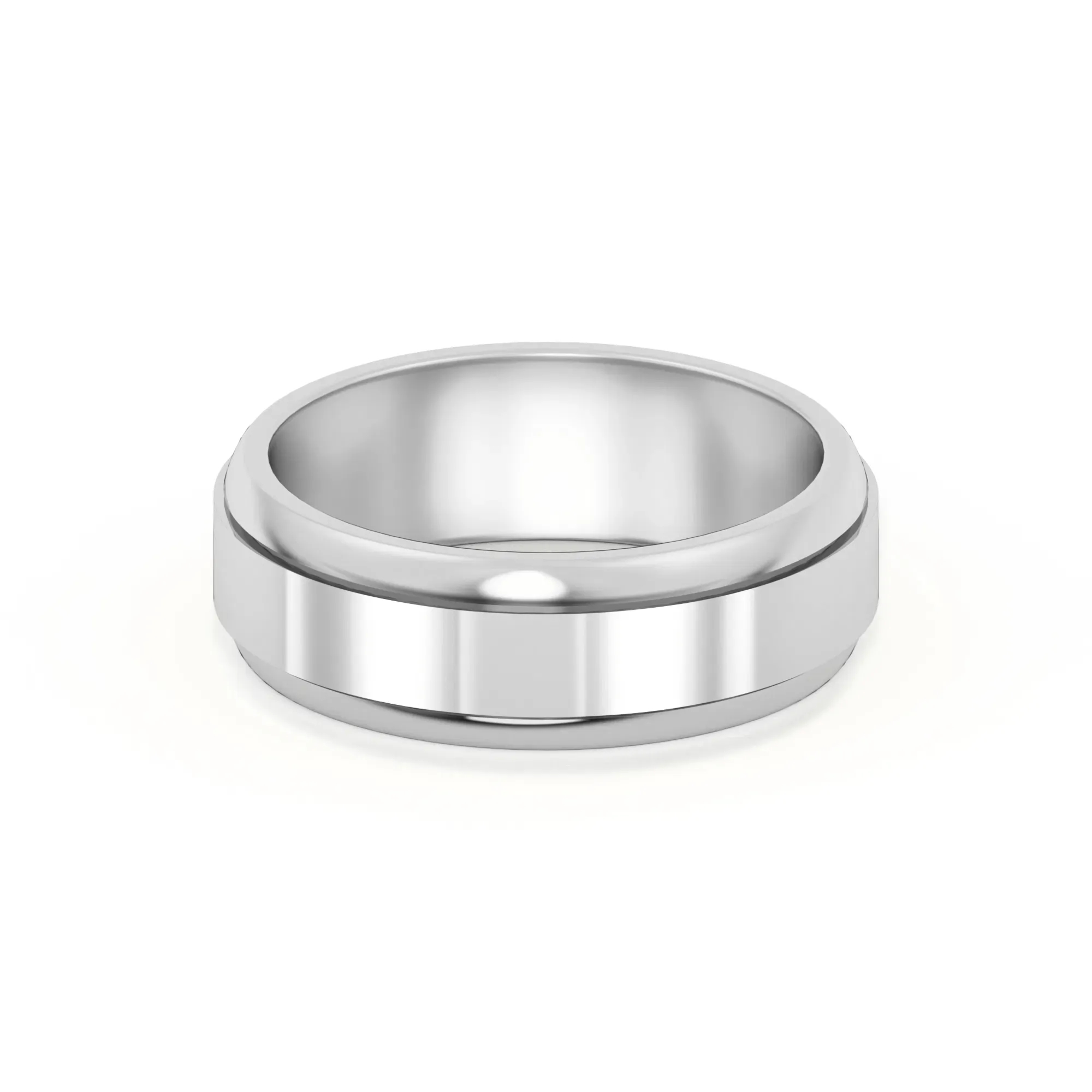 Raised Edge Channel Wysoka Polska Obrączka Ślubna 585 Białe Złoto (14K) 6 MM