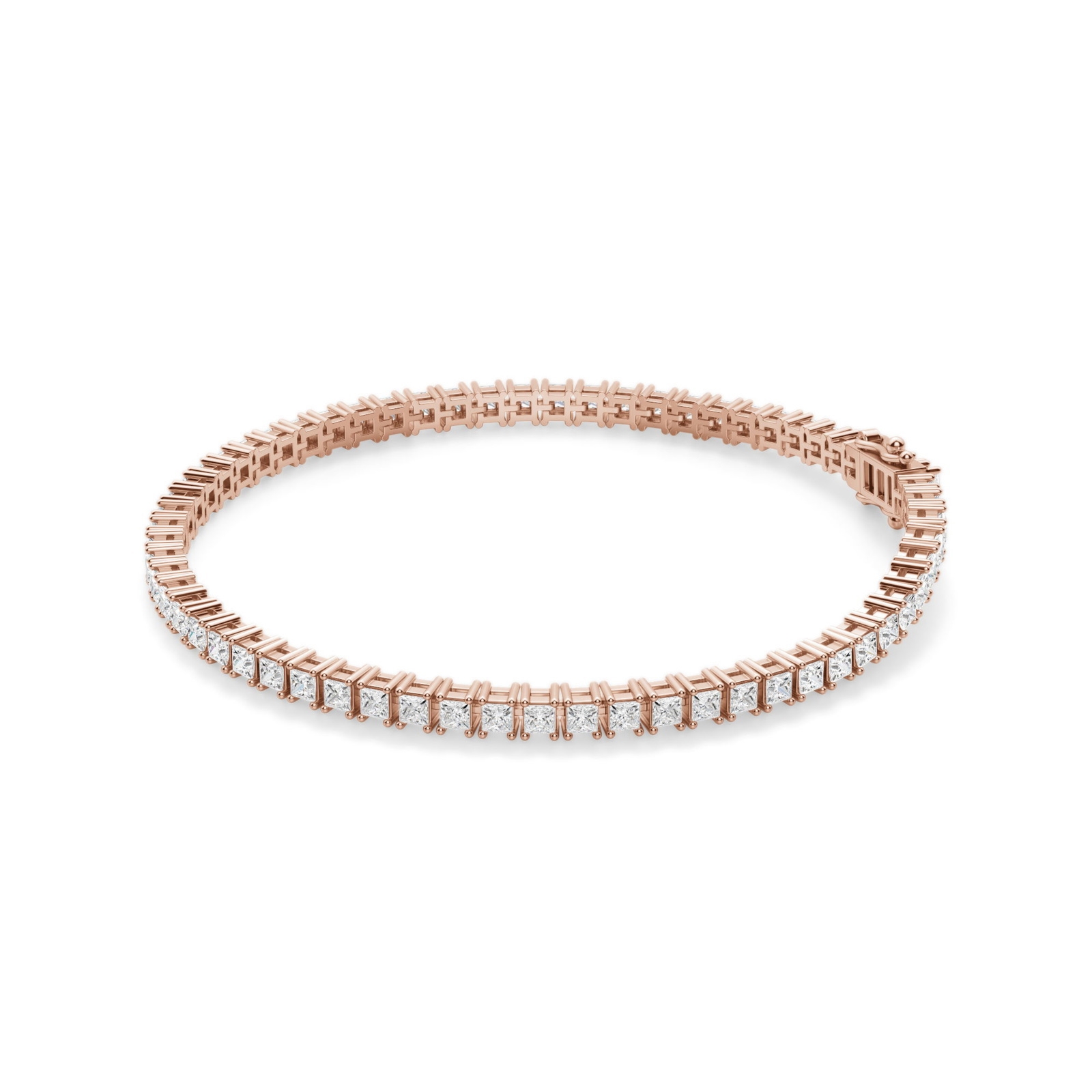 4 Prong Księżniczka Tenisowa Bransoletka s Laboratoryjnym Diamentem 5.00 krt z 14K (585) różowego złota