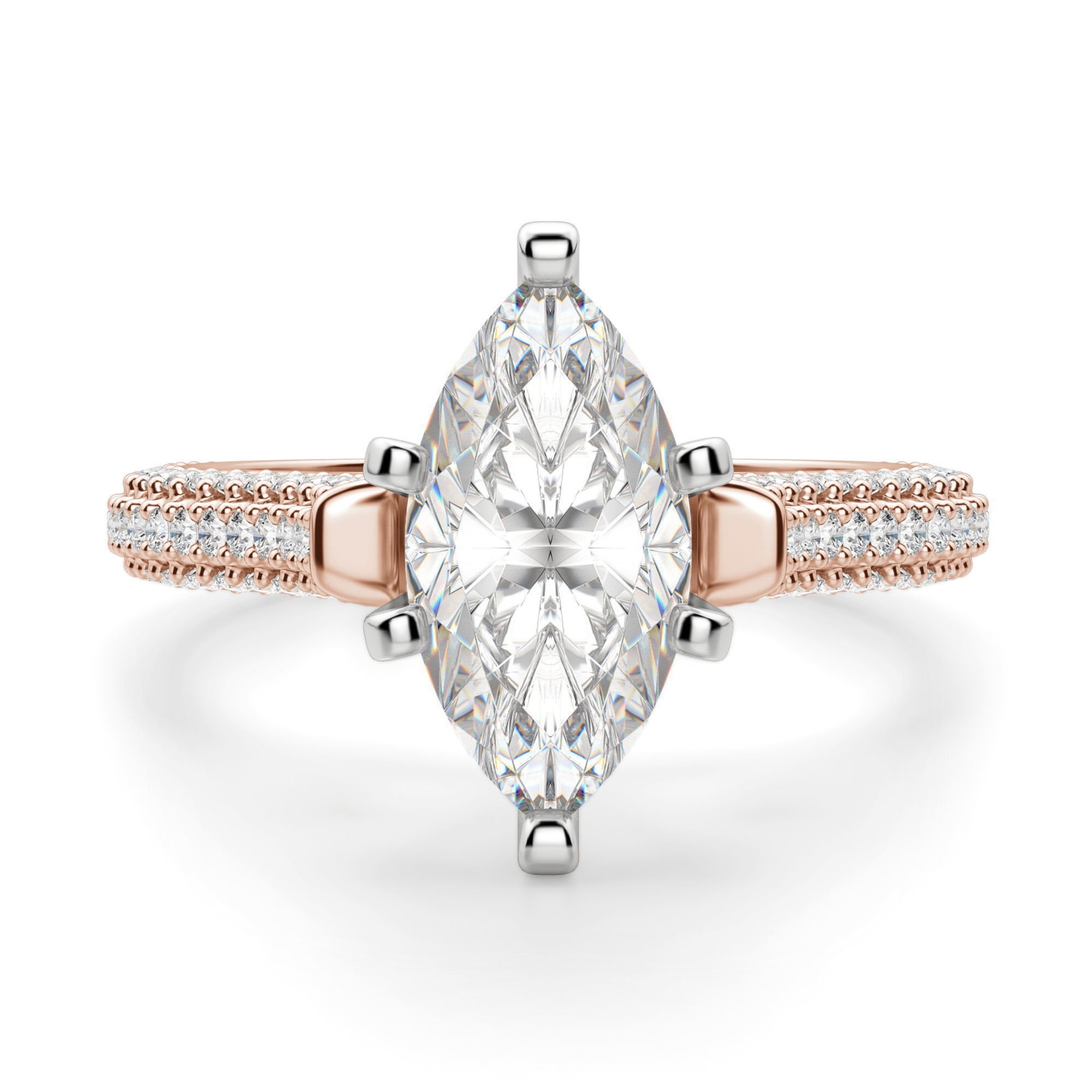 Seine Markizowy 3.00 krt Pierścionek Zaręczynowy Diament Laboratoryjny 585 Różowe Złoto (14K)