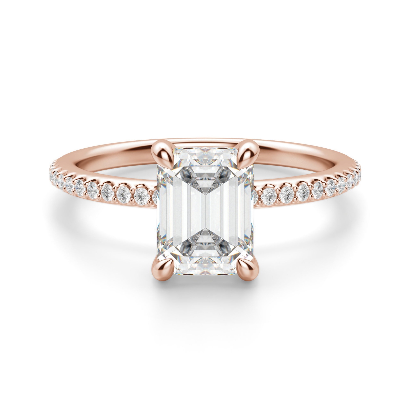 Hidden Halo Accented Szmaragdowy 0.75 krt Pierścionek Zaręczynowy Diament Laboratoryjny 585 Różowe Złoto (14K)