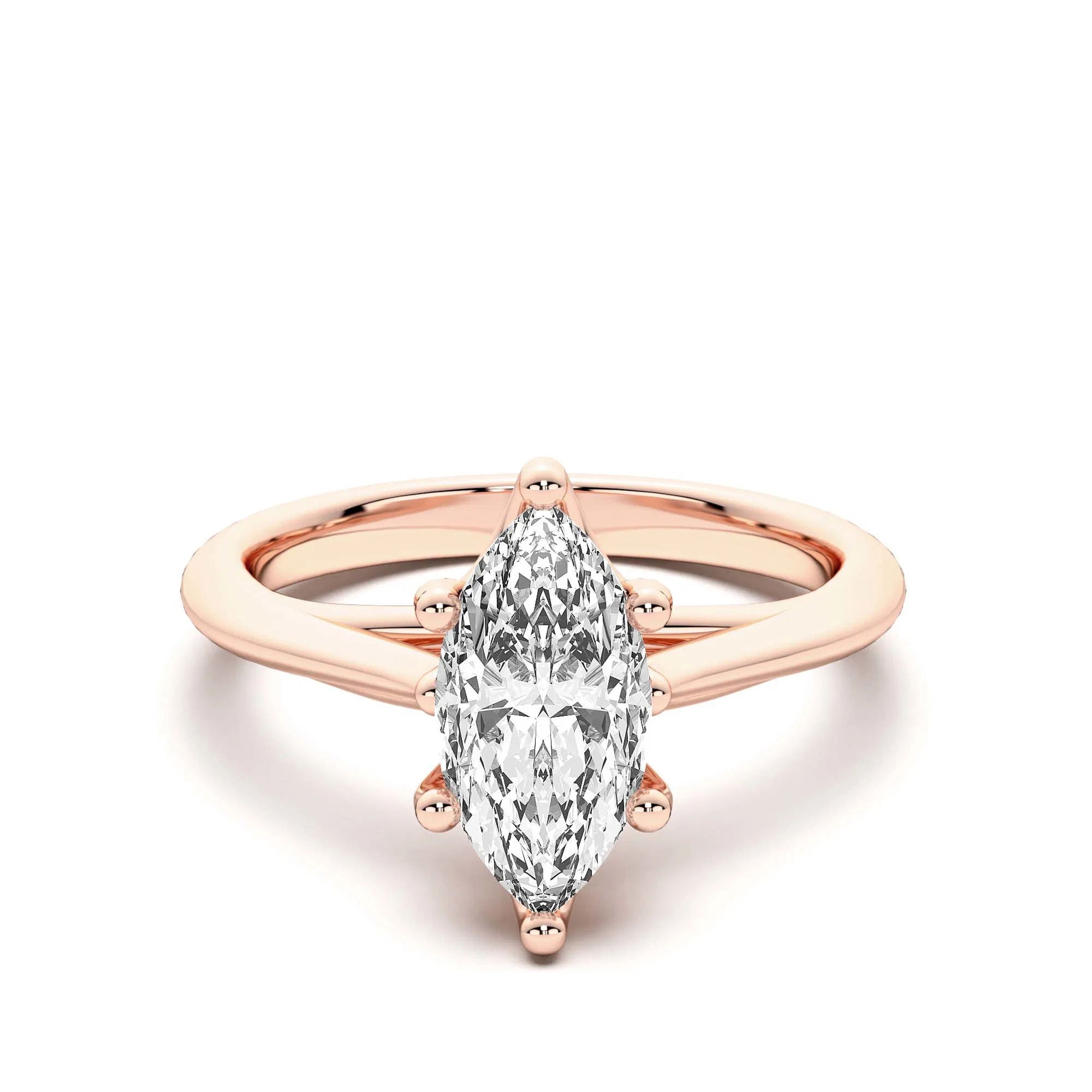 Bali Klasyczny Markizowy 2.50 krt Pierścionek Zaręczynowy Diament Laboratoryjny 585 Różowe Złoto (14K)