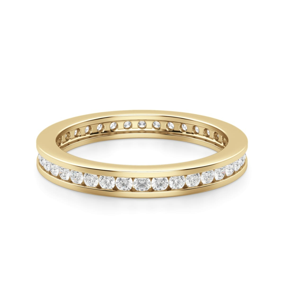 Obrączka Ślubna Eternity Channel Set z Okrągłymi Kamieniami 1.50 mm Laboratoryjny Diament 750 Żółte Złoto (18K)