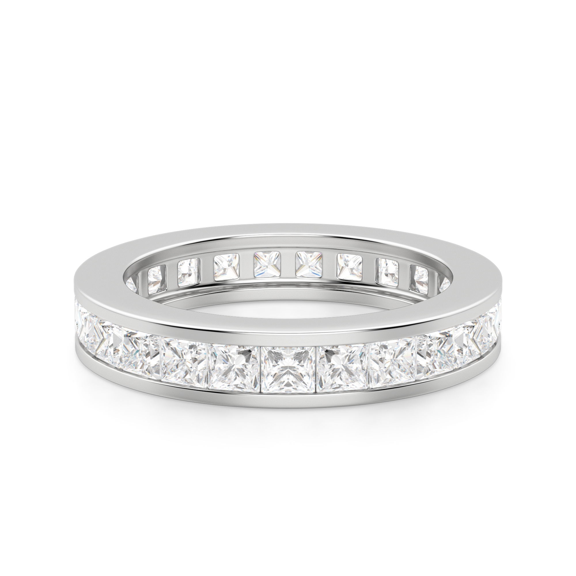 Obrączka Ślubna Eternity Channel Set Księżniczka 2.00 mm Laboratoryjny Diament 750 Białe Złoto (18K)