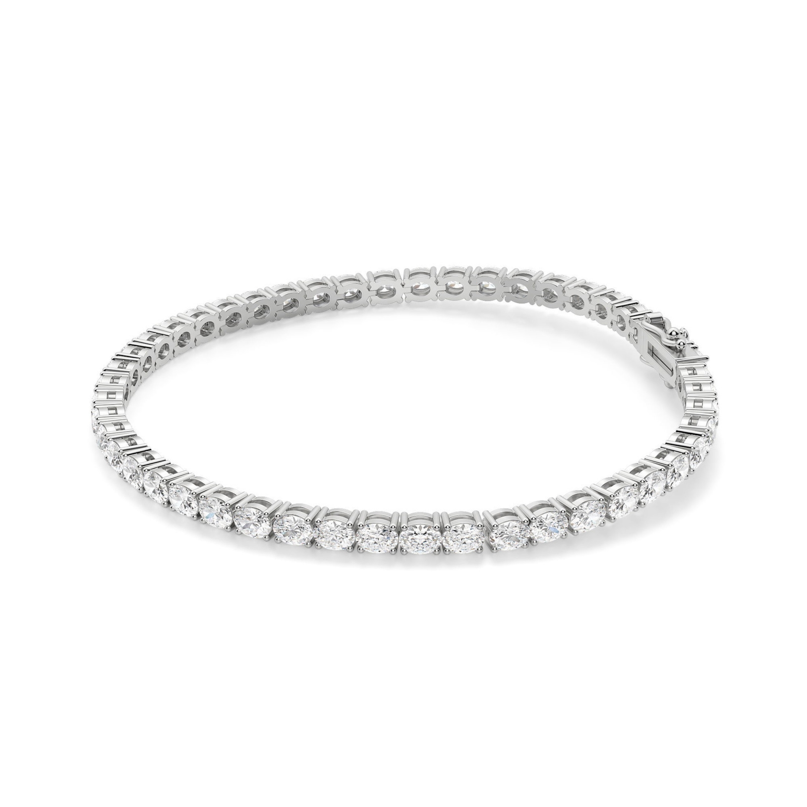 4 Prong Owalna Tenisowa Bransoletka s Laboratoryjnym Diamentem 7,00 krt z białego złota pr. 14K (585)