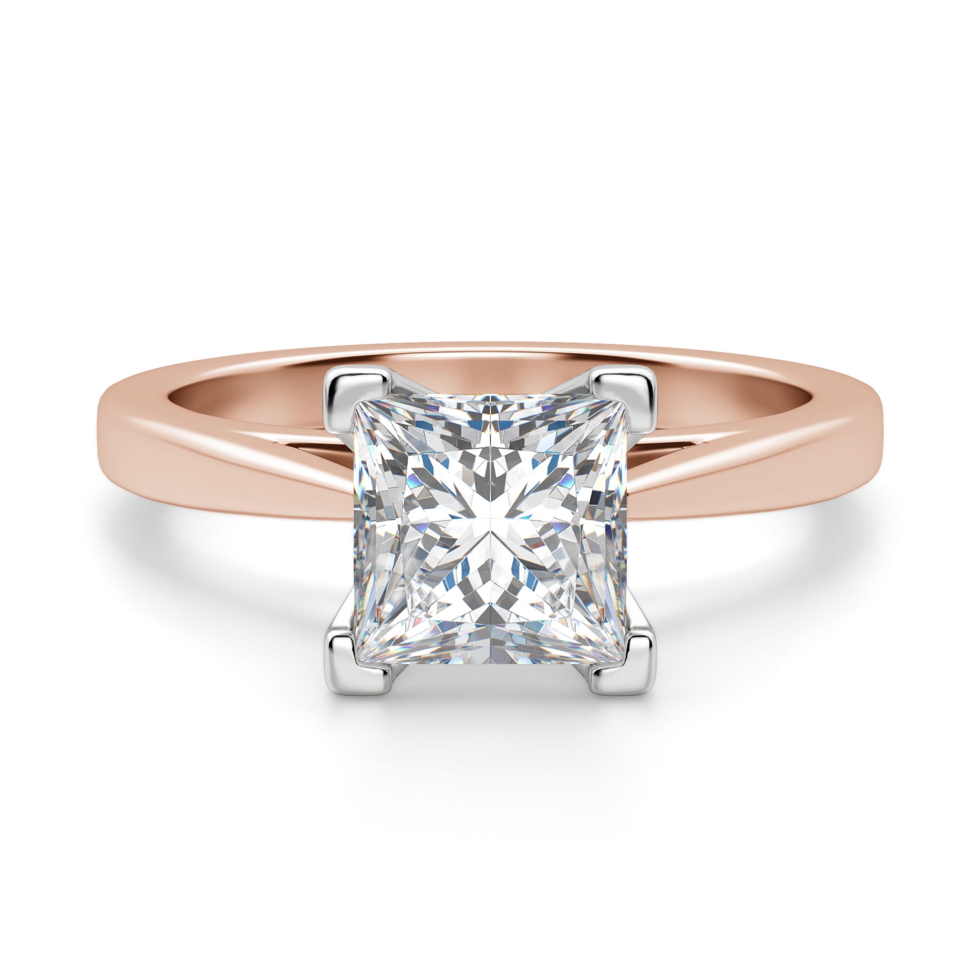 Cathedral Księżniczka 3.00 krt Pierścionek Zaręczynowy Diament Laboratoryjny 585 Różowe Złoto (14K)