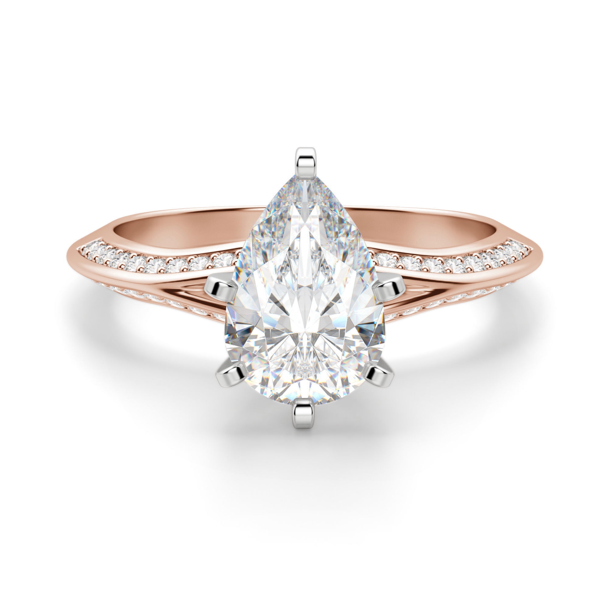 Irene Gruszkowy 0.50 krt Pierścionek Zaręczynowy Diament Laboratoryjny 585 Różowe Złoto (14K)