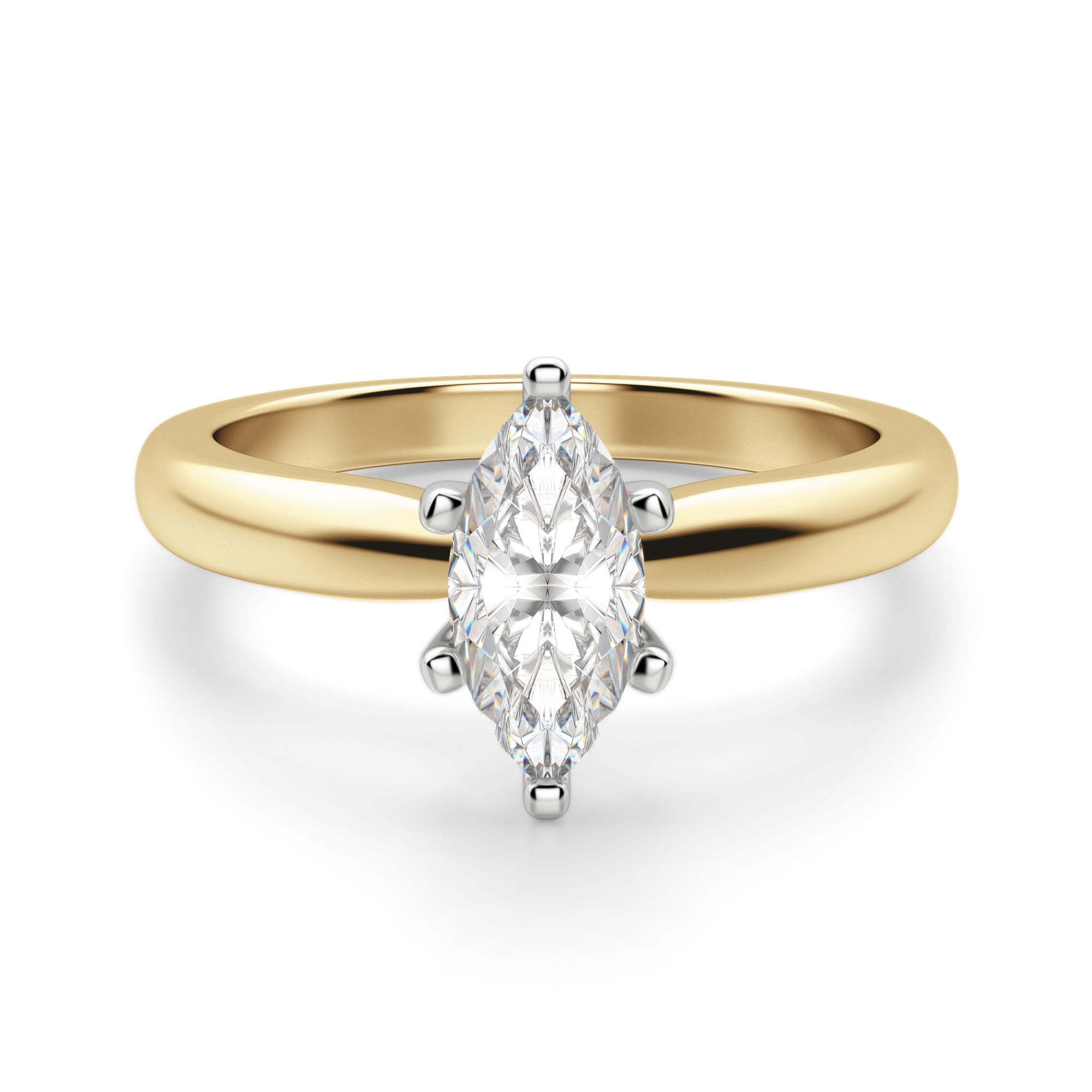 Tapered Solitaire Markizowy 3.00 krt Klasyczny Pierścionek Zaręczynowy Diament Laboratoryjny 585 Żółte Złoto (14K)